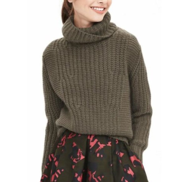 Banana Republic Sweaters - Banana Republic Chunky Wool Turtleneck Olive Green